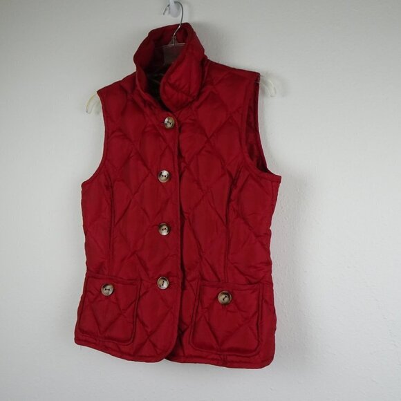 Talbots Puffer Vest Women's Size S Red Down Insulated Winter - Picture 3 of 10